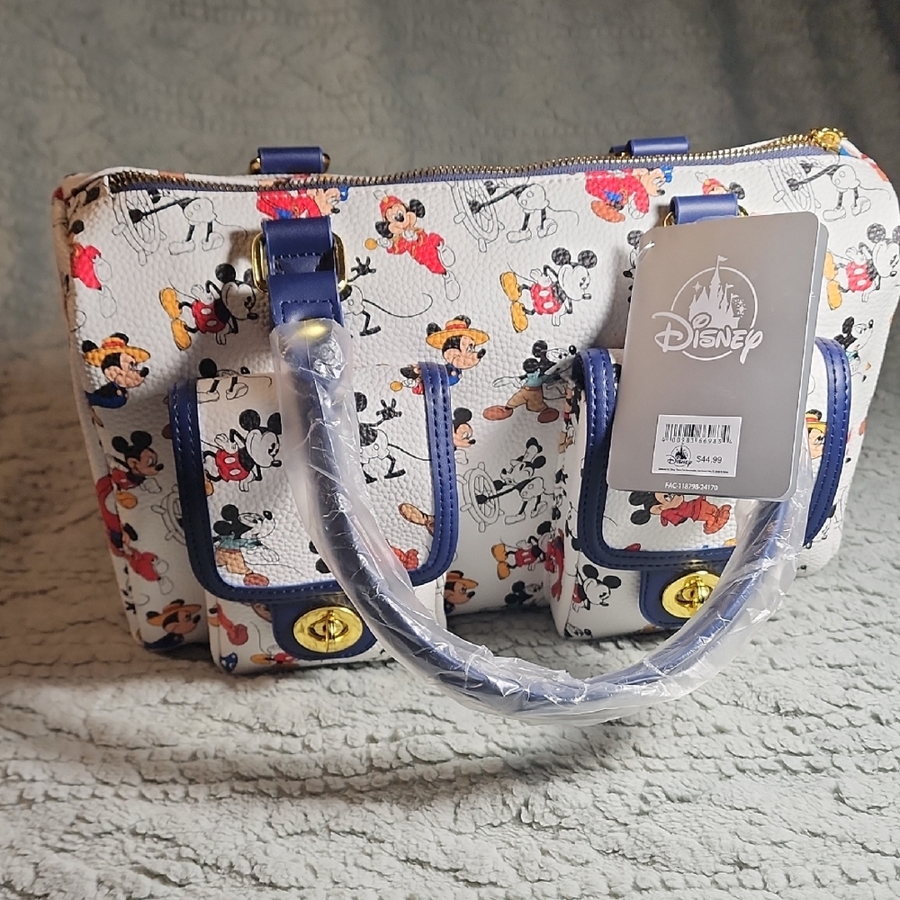 Disney White and Blue Satchel with Mickey Mouse Design